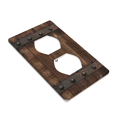 Rustic Farmhouse Brown Wood Print Outlet Covers Light Switch Cover Decorative Plastic Electrical Switch Plate Covers Wall Plates For Light Switches For Bathroom Bedroom Kitchen #TOP2