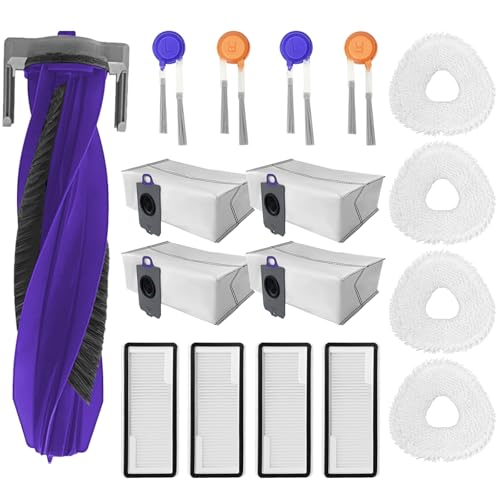 17-teiliges Zubehör-Set für Narwal Freo Z10 Ultra/Freo Z10 Roboter-Staubsauger und Wischmopp-Kombination, 1 Hauptbürste, 4 Filter, 4 Wischtücher, 4 Staubbeutel, 4 Seitenbürsten