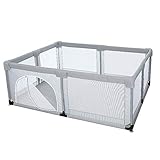Recinto infantil cuadrado para niños y bebés, con red transpirable, plegable, para niños, con barrera de seguridad en casa y cocina (tamaño: 150 x 180 x 70 cm)