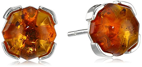 Sterling Silver Honey Amber Prong Stud Earrings