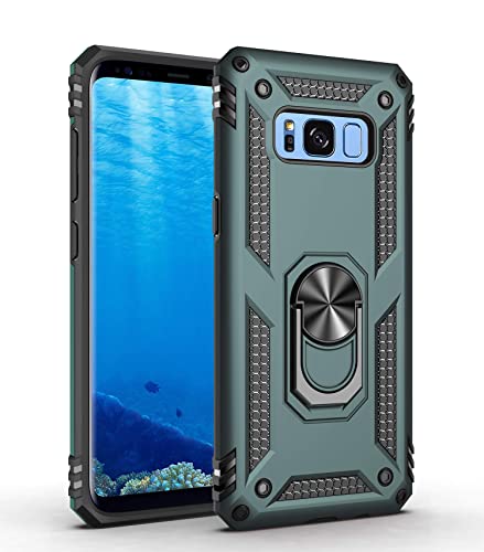 Galaxy S8 Case,(NOT for Big S8+ Plus),Military Grade 16ft. Drop Tested Cover with Magnetic Ring Kickstand Compatible with Car Mount Holder,Protective Phone Case for Samsung Galaxy S8 Pine Green