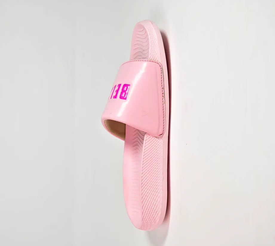 Image of BEL-AIRE Pink Air Slide for Women, Open Toe Casual Slipper with Logo Strap