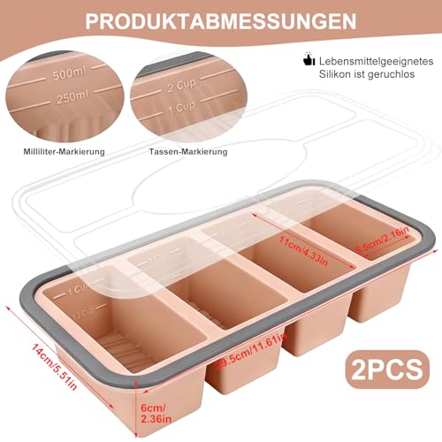 Niuny Forma do zamrażania zupy 2 szt. silikonowe formy do zupy z pokrywkami 1000 ml pojemnik do przechowywania zup silikonowa taca do zamrażania pojemniki do zamrażarki na zupy i sosy