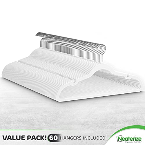 Velvet Hangers 60 Pack White – Heavy Duty Velvet Clothes Hangers - Non Slip Felt Coat and Suit Hangers for Closet - Lightweight Thin Space Saving Ganchos para Colgar Ropa - Thumbnail 7