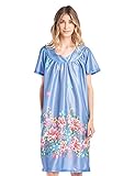 Casual Nights Women's Short Sleeve Muumuu Lounger Dress, Denim Multi, Large