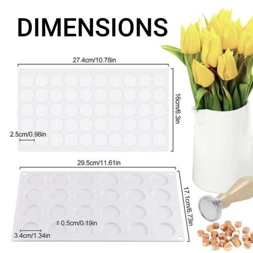 Silicone Wax Seal Mat Pad for Wax Seal Stamp Craft Adhesive Waxing 24 Cavity Wax Seal Kit with 200 Pcs Removable Sticky Point Dots for DIY Craft Glue Dots Wax Seal Stickers - Thumbnail 3
