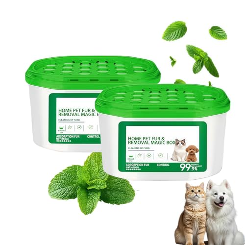 Home Pet Fur & Odor Removal Magic Box, 360° All-Around Coverage Automatic Dust Collector & Indoor Air Purification, Pet Hair Removal Magic Box for Living Room, Bedroom, Pets Areas (2pc)
