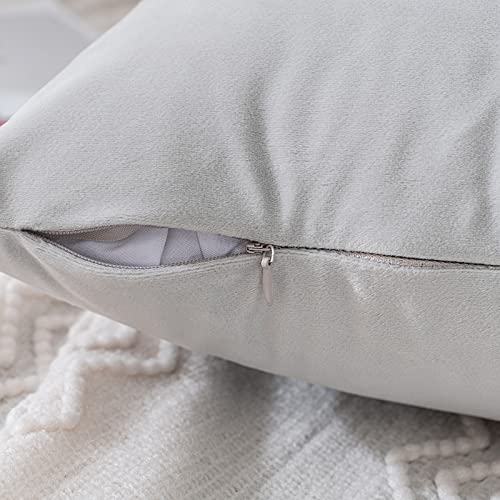 Image of MIULEE Pack of 2 Greyish White Velvet Throw Pillow Covers 12x20 Inch Soft Solid Decorative Set Lumbar Cushion Cases for Spring Couch Sofa Bedroom