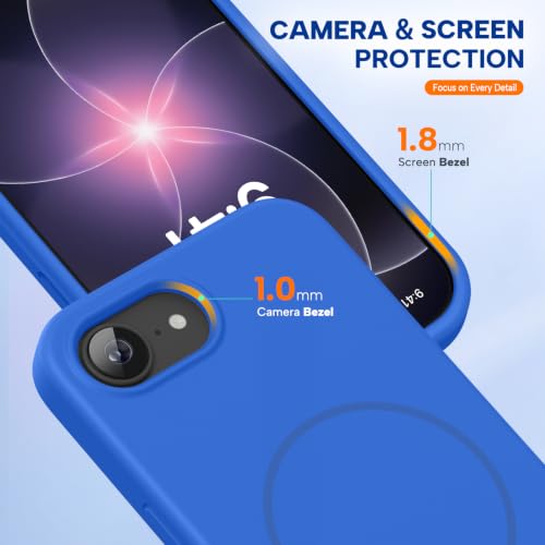 Image of Miracase Magnetic for iPhone 17e Case & iPhone 16e Case, [Soft Anti-Scratch Microfiber Lining], Compatible with MagSafe, Silicone Shockproof Protection Phone Case for iPhone 17e /16e, Blue