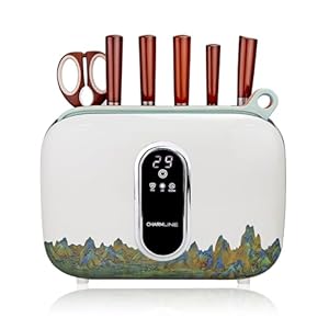 Charmline Smart Cutting Board Set, Chopping Board Self Cleaning Holder with Coded 3pcs Cutting Boards, 4 knives, Scissors and Knife Sharpeners, Smart Appliances gadgets for Kitchen