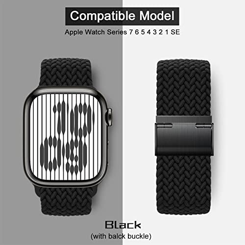 Qimela Compatible With Apple Watch Band 49Mm 45Mm 44Mm 42Mm,Stretchy Sport Solo Loop Strap With Adjustable Buckle,Elastic Nylon Braided Wristband For Iwatch Series 8 7 6 Se 5 4 3 2 1 Ultra,Women Men #TOP1