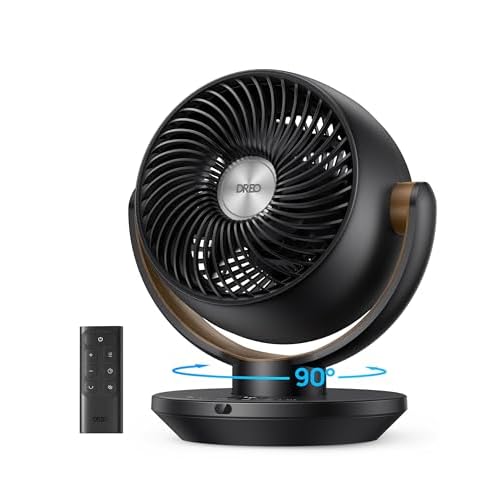 DREO Fan for Bedroom, Desk Air Circulator Fan with Remote, 11 Inch Table Fans for Whole Room, 65ft Powerful Airflow, 120° Vertical Manual +90° Oscillating, 4 Speeds, 8H Timer, 25dB Quiet Fan