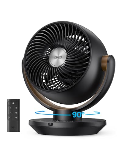 Dreo Fan for Bedroom, Desk Air Circulator Fan with Remote, 11 Inch Table Fans for Whole Room, 60ft...