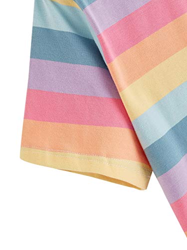 SweatyRocks Women's Casual Loose Short Sleeve Round Neck Striped Tee Shirt Top4