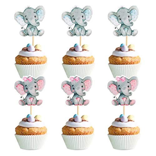 OSALADI Cupcake de Elefante Azul E Rosa Elepha de Aniversário Topper Topper Pequeno Peanut Baby Show