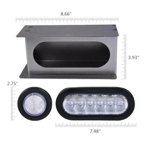 ALLGOOD Trailer Lights Steel Boxes, w/6Inch Oval LED Tail Lamp 2 Inch Round Marker Light, Kit Tow, For Trailer Truck, 2Pcs - Thumbnail 6