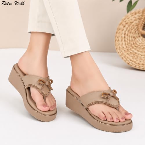 Image of Women Soft Synthetic Embellished Comfort Flats for Casual Ethnic |TPR Sole Slip On Sandalsfor Women & Girls | Lightweight Chappals for Ladies
