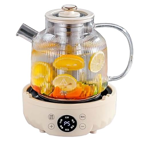 Hervidor eléctrico de Vidrio de 1,8 L, 500 W, con Control táctil, función para Mantener Caliente y Temporizador de 12 Horas, Cuerpo de borosilicato para Agua Caliente, guisos y Leche.