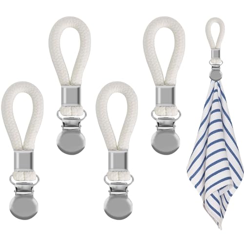 Zimoer Pinzas para Toallas, 5 Piezas Clips para Paños de Cocina para Colgar, Soportes para Paños de Cocina, Ganchos Perchas para Toallas de Té para Hogar, Cocina, Baño, Armarios, Balcón y Más (Blanco)