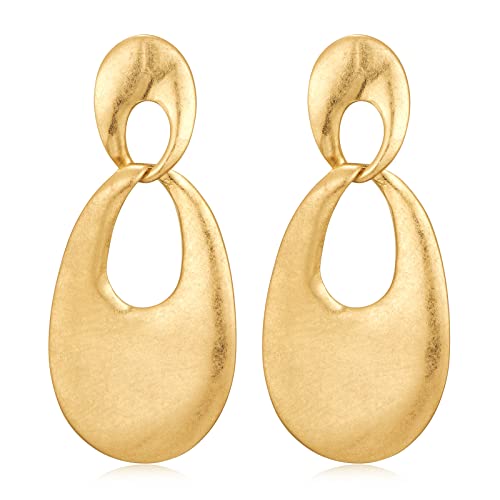 Boucles d'oreilles pendantes plaqué or martelé pour femme au style intemporel