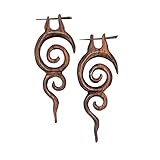 81stgeneration Women's Wood Brown Handmade Spiral Tribal Dangle Earrings