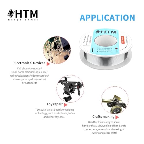 Image of HengTianMei 63 /37 Rosin Core Tin Lead Solder Wire For Electrical Soldering(0.3mm /50g) (Pack of 2)