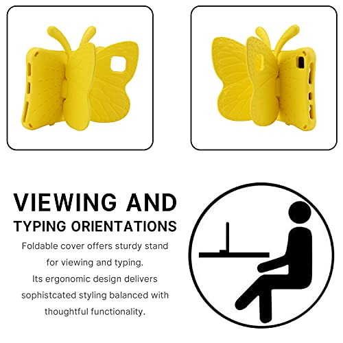 Kindle Fire HD 10 Kids Pro Tablet Case Fire HD10 2021 2023 10.1 11th 13th Generation Butterfly Case with Kickstand EVA Full Boby Rugged Shockproof Kids HD 10 Plus Tablet Cover for Girl Gift (Yellow) by FunnyWin - Image 5