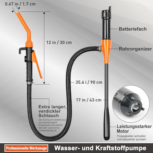Elektrische Transferpumpe,Elektrische Umfüllpumpe Kraftstoff Umfüllpumpe Siphon Pumpe Akku Elektrische Transferpumpe,Kraftstoff Umfüllpumpe,tragbare Automatische Absaugung Pumpe Gas 2.4 GPM