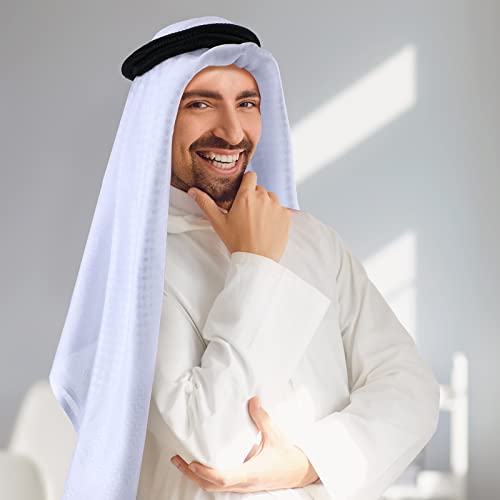 Arab Shemagh Muslim Keffiyeh Head Wrap Scarf Arabic Tactical Desert Headwear with Aqel Rope Halloween Costume Accessories