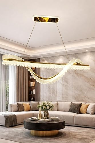 Image of GAUVIK Stylish Modern Gold Finish 3 Different Color Mode Changing Energy Saving Led Chandelier for Bedroom, Living Room, Restaurants, Dining, Coffee Shop, Office and Home
