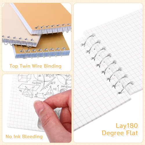 Image of Teling 50 Pcs Spiral Graph Paper Memo Pads Bulk 3x5 Inch Small Note Pads Top Spiral Pocket Graph Notebook 75 Pages Mini Grid Steno Notepads for Writing Sketching Drawing School Office Work Supplies