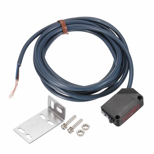 MECCANIXITY E3Z-D62 Photoelectric Sensor, 200mA 12-24VDC V Diffuse Reflection Photoelectric Switch Sensor 3 Lines Detection Distance 50-500MM NPN NO+NC with Bracket for Industrial(Black)