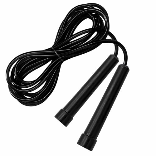 Corda per saltare per adulti per esercizi a casa e fitness per uomini, donne e bambini, corda per saltare con manico antiscivolo, corda per saltare regolabile per fitness e MMA (corda nera)