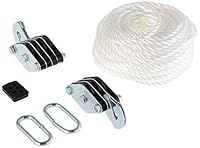 Connex Flaschenzug - 2,20 m 180 kg - weiß/chromfarbig - Ringe geschweißt - Metallteile verzinkt - Seil 16-fach geflochten aus Polypropylen/Flaschenzug 100kg / DY270865