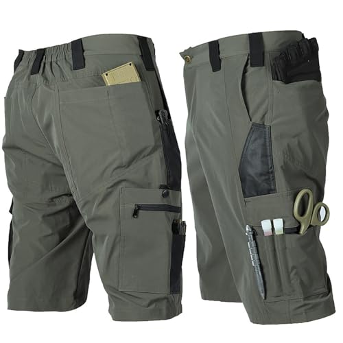 Short 3/4 pour homme avec 6 poches cargo : bermuda d'extérieur imperméable