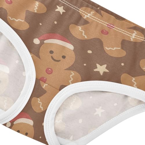 1-piecing Hip Design Girls' Panties Briefs Underwear for Toddler Christmas Gingerbread Men in Sizes 2T,3T, 4T, 5T, 6Y and 8Y4
