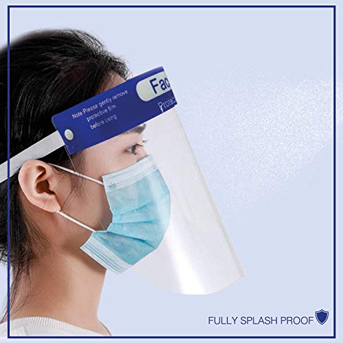 KEPLIN 10pcs Transparent Face Safety Shield Full Protection Cap Wide Visor, Quick & Easy to Clean, Please Remove Protective Film
