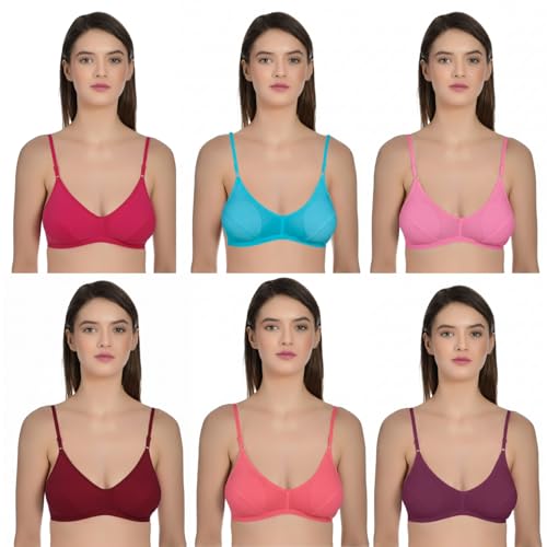Image of Aimly Women's Cotton Non-Padded Non-Wired Low Coverage Regular Bra Pack of 3