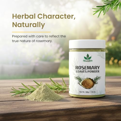 Image of Havintha Natural Rosemary Dried Leaves Powder - 100% Pure & Natural Herb for Hair Growth - 100 gm | Made from premium-quality dried rosemary leaves, finely ground with no added chemicals