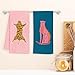 WFSM Pink and Blue Preppy Leopard Cheetah Kitchen Towels and Dishcloth Set of 2, Funky Trendy Dish Towels for Kitchen, Funky Hand Towels for Bathroom, Preppy Bathroom Decor, 16x24 Inches