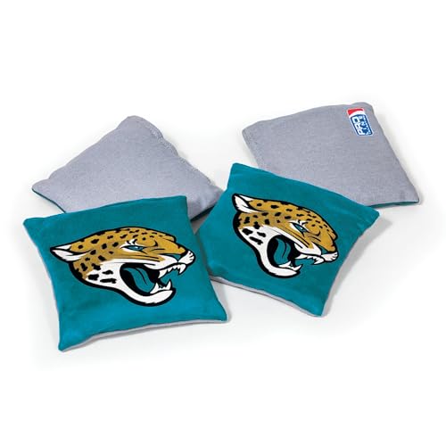NFL Pro Football Jacksonville Jaguars Dual-Sided Bean Bags by Wild Sports, 4 Pack - Premium Toss Bags for Cornhole Sets