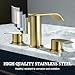 Ultimate Unicorn 8 inch Bathroom Faucet Brushed Gold, Waterfall Bathroom Faucet with Metal Pop-up Sink Drain Stopper and 2 Supply Hoses,2 Handle Widespread Faucets for Vanity Sink 3 Holes