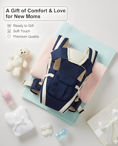 Image of 4-in-1 Adjustable Baby Carry Bag with Front & Back Carry Options | Ergonomic Infant to Toddler Carrier with Head and Back Support, Safety Buckles & Breathable Fabric (0-3 Years) (Blue)