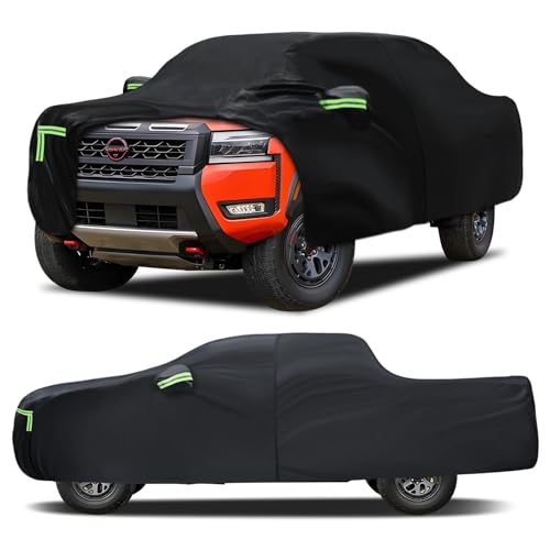 Image of Pickup Truck Cover Custom Fit for Nissan Frontier 2004-2026, 6 Layers Truck Cover Waterproof All Weather for Automobiles,Outdoor Full Exterior Cover,Rain, Sun, Wind Protection,Black
