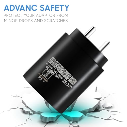 Image of Original 25 WT Quick Wall Adapter Compatible with Samsung Galaxy F54, A54, Tab S8+, Z Flip - and Other USB-C Devices | Fast USB-C Adapter | Black |