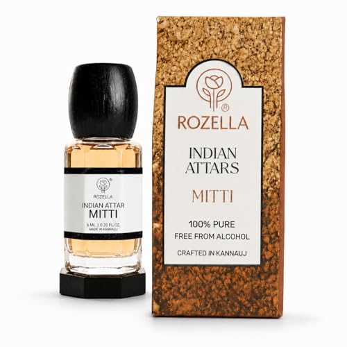 Image of ROZELLA Mitti Authentic Attar for Men and Women | Rain Soaked Earth Inspired Perfume Oil | Traditional Fragrance Blend | Non Alcoholic Long Lasting Fragrance Attar | 3 ml