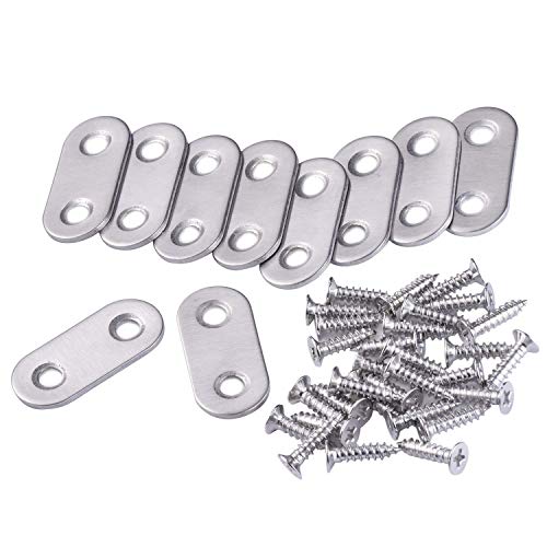 Chiloskit 2" x 0.63" Stainless Steel Furniture Cabinet Shelf Support Flat Straight Brace Metal Joining Plate Angle l Bracket 2mm/0.078" Thickness (2" Straight 20pcs)