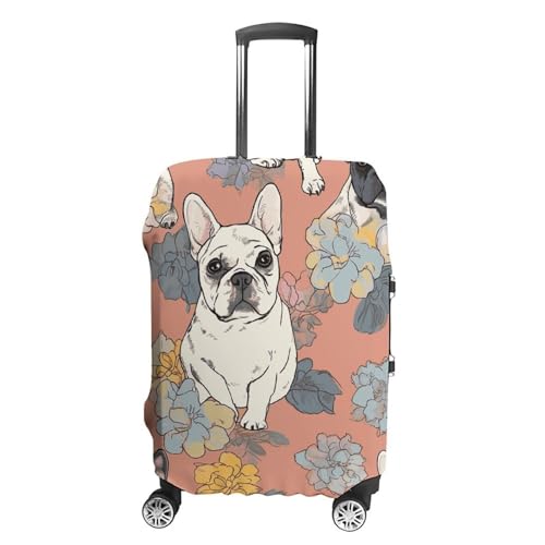 Housse de bagage lavable et élastique motif bouledogue français protection anti-poussière