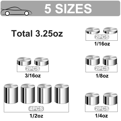 3.25Oz. Weights Tungsten For Pinewood Derby Car, Incremental Cylinders Car Weights With 5 Different Sizes For Fastest Derby Car Speed #TOP1
