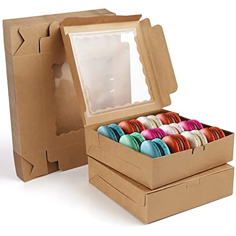 BELLE VOUS 12 Pack Brown Kraft Pastry Boxes Cover